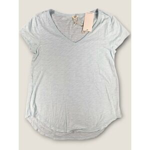 NWT Dylan Size Small Powder Blue V-Neck T-Shirt 100% Cotton Slub Basic Tee